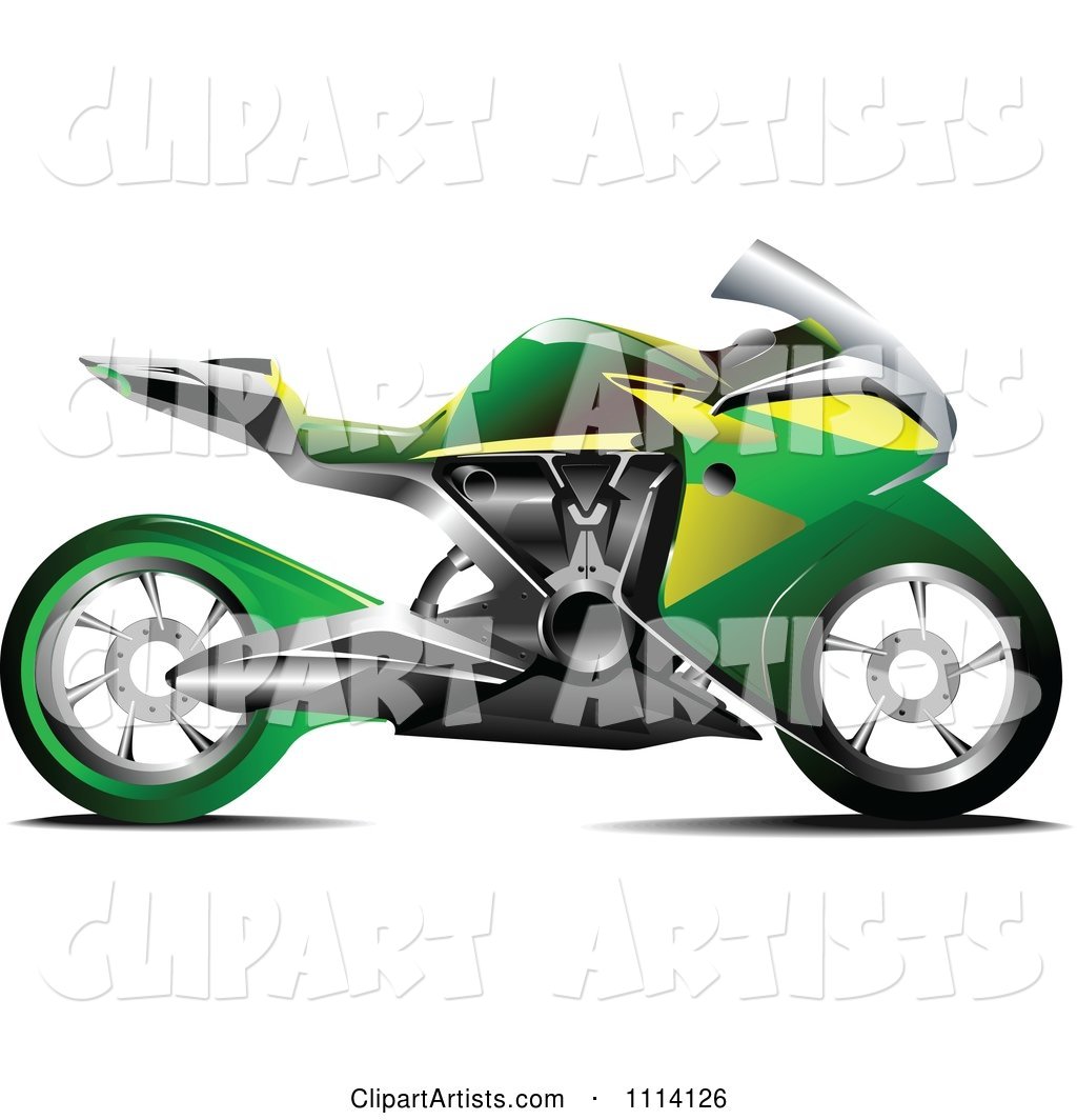 Green and Yellow Crotch Rocket Motorcycle