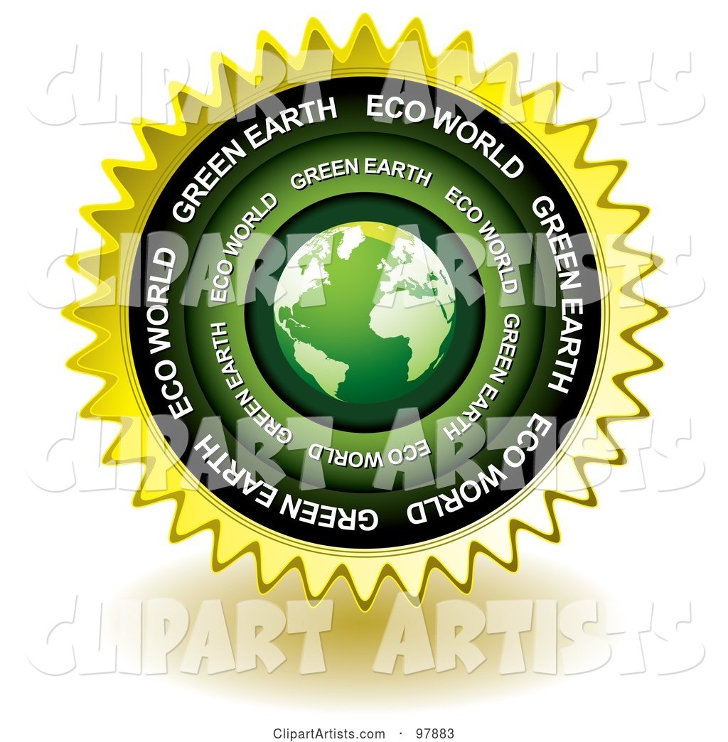 Green Eco Earth Sticker Seal Icon