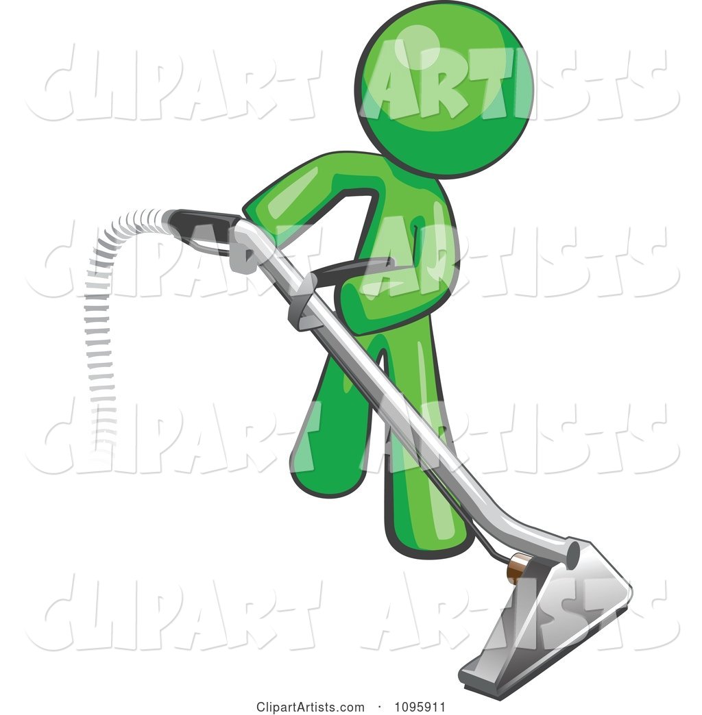 Green Man Using a Carpet Cleaner Wand