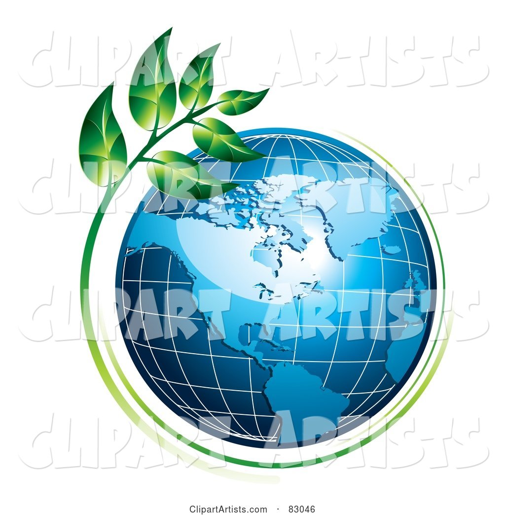 Green Plant Growing Around an American Globe