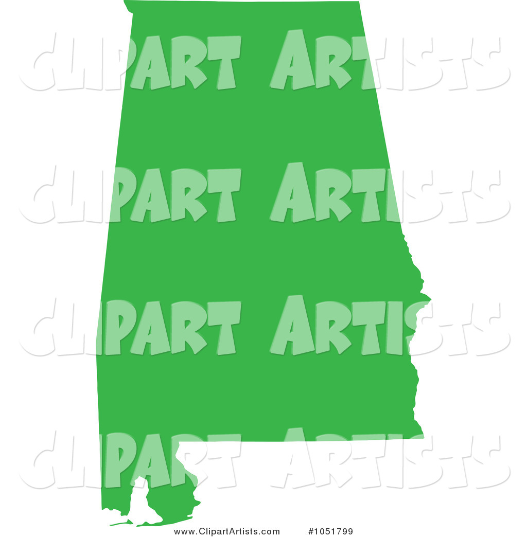 Green Silhouetted Shape of the State of Alabama, United States