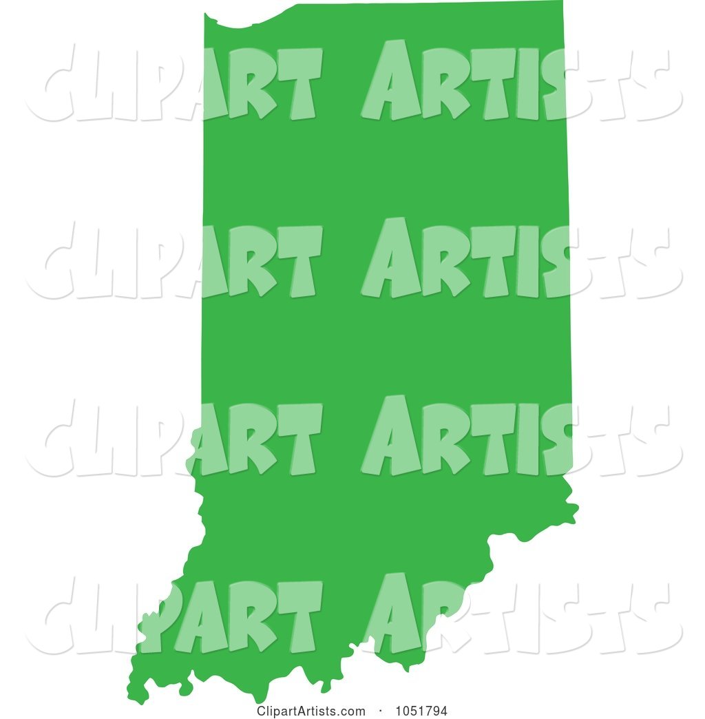 Green Silhouetted Shape of the State of Indiana, United States