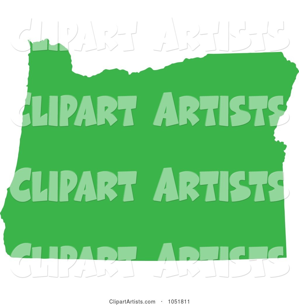 Green Silhouetted Shape of the State of Oregon, United States