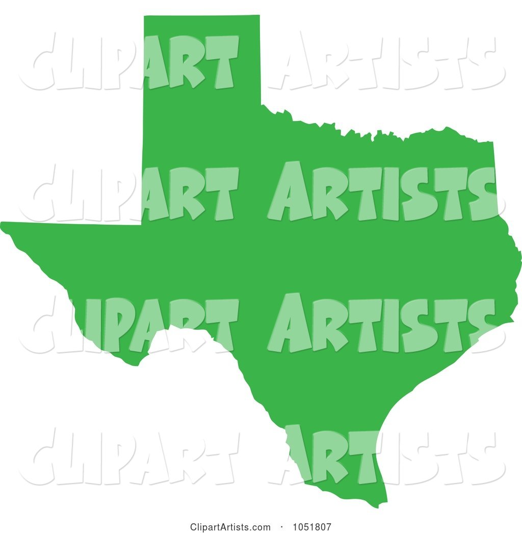 Green Silhouetted Shape of the State of Texas, United States
