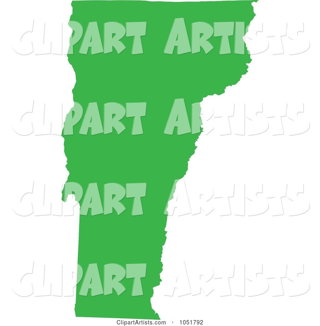 Green Silhouetted Shape of the State of Vermont, United States