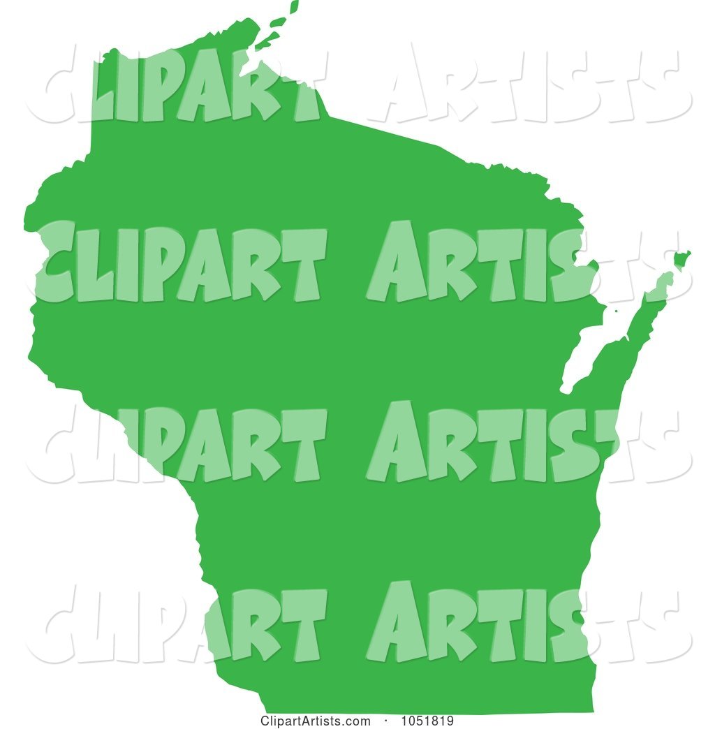 Green Silhouetted Shape of the State of Wisconsin, United States