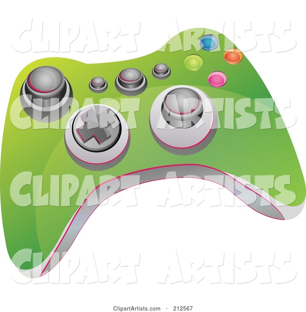 Green Video Game Controller with Buttons and Knobs