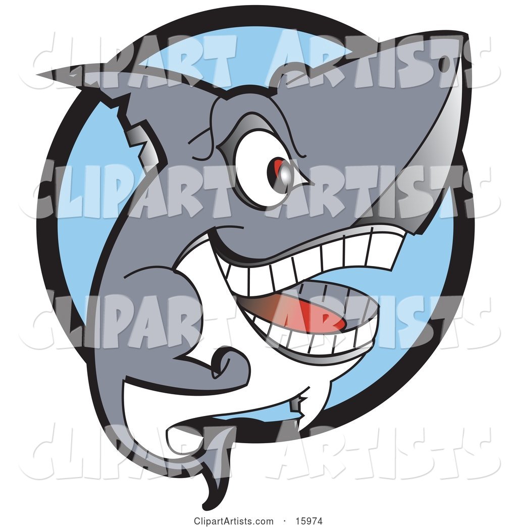 Grinning Shark Showing Its Teeth Clipart Illustration