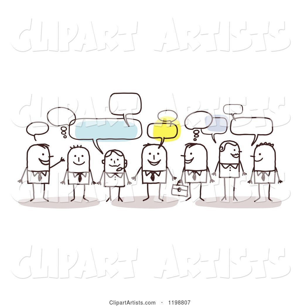 Group of Business Stick People Networking and Talking