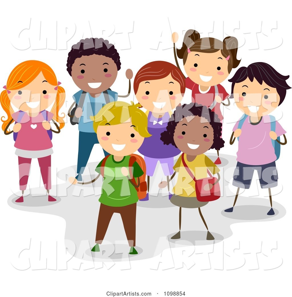 Group of Happy Diverse School Children Smiling