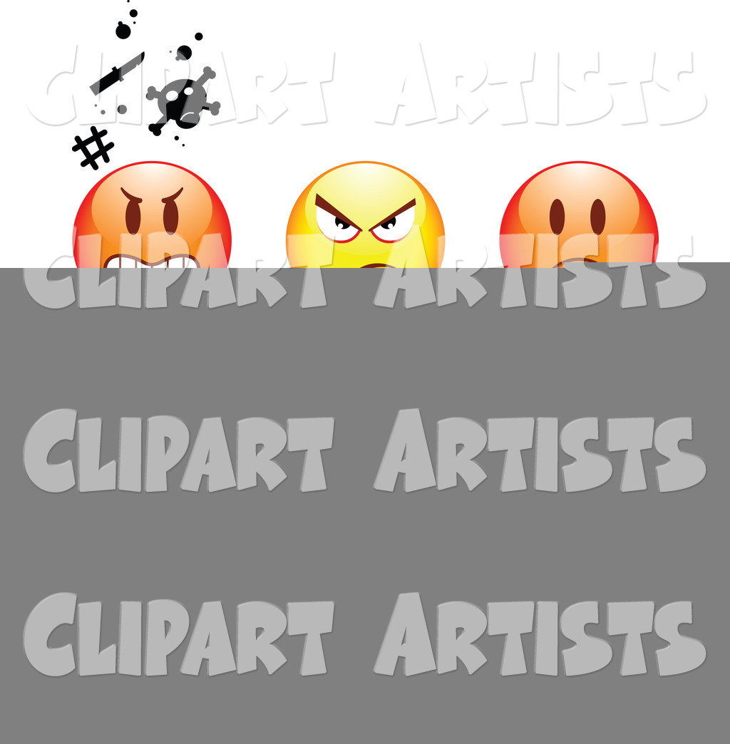 Group of Mad, Angry, Bully, Crying and Bandaged Red and Yellow Emoticon Faces