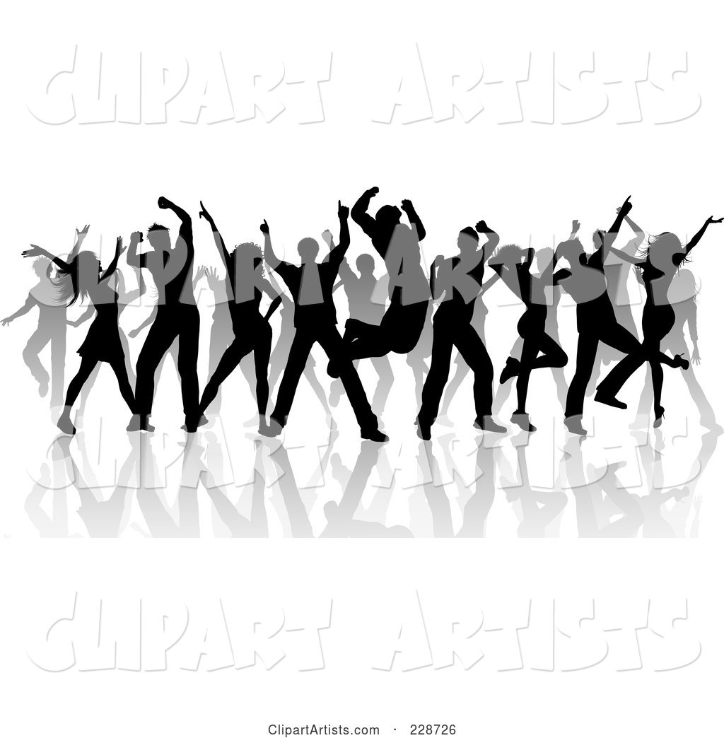 Group of Silhouetted Dancers and Reflections on White