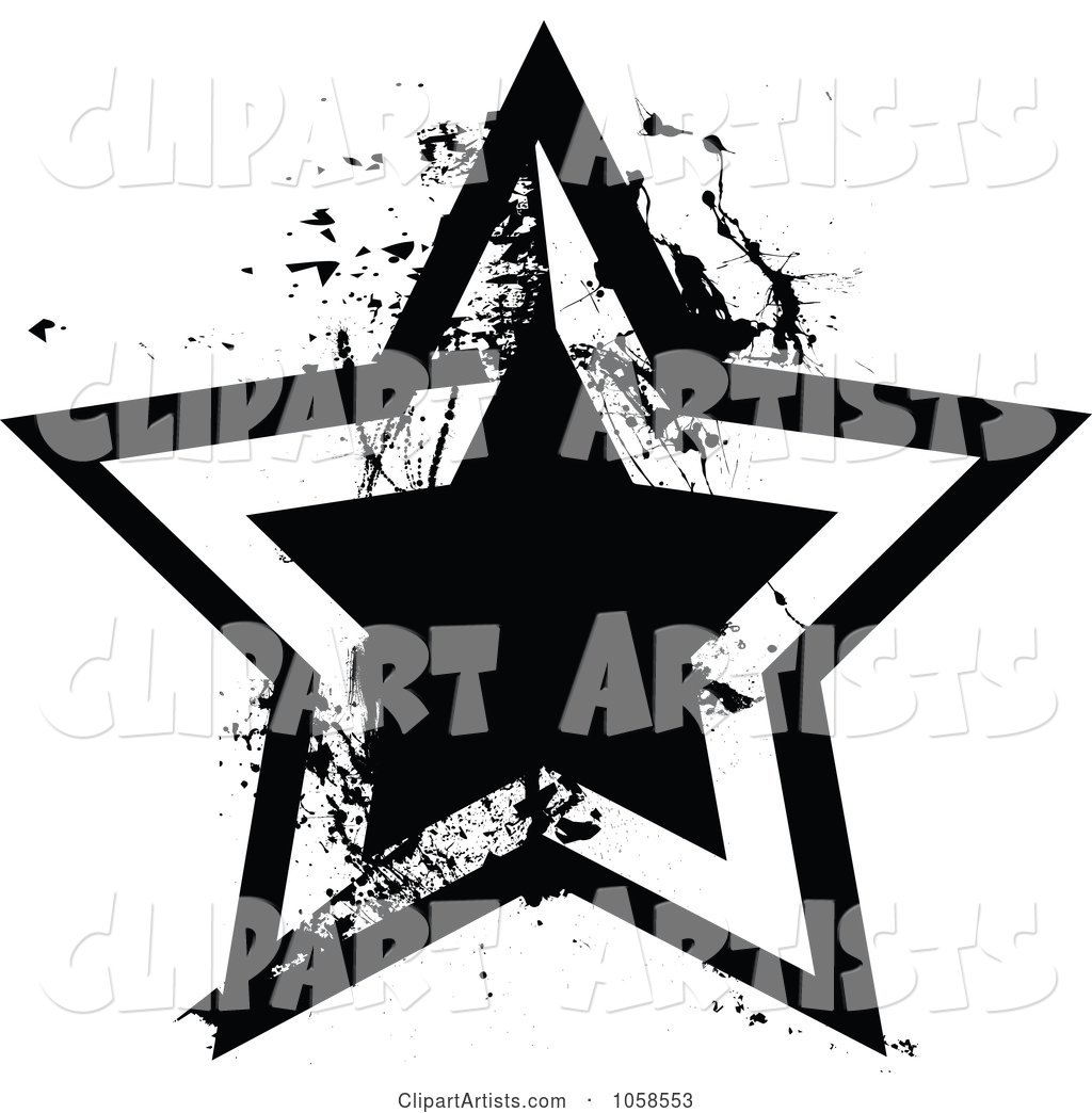 Grungy Black and White Star Logo - 1