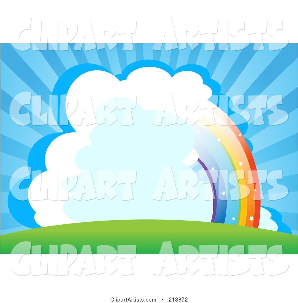 Half Rainbow Through Clouds in a Bursting Blue Sky