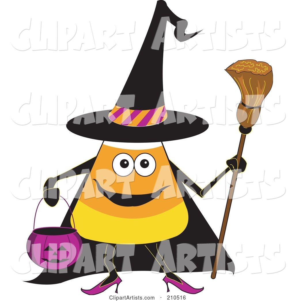 Halloween Candy Corn in a Witch Costume