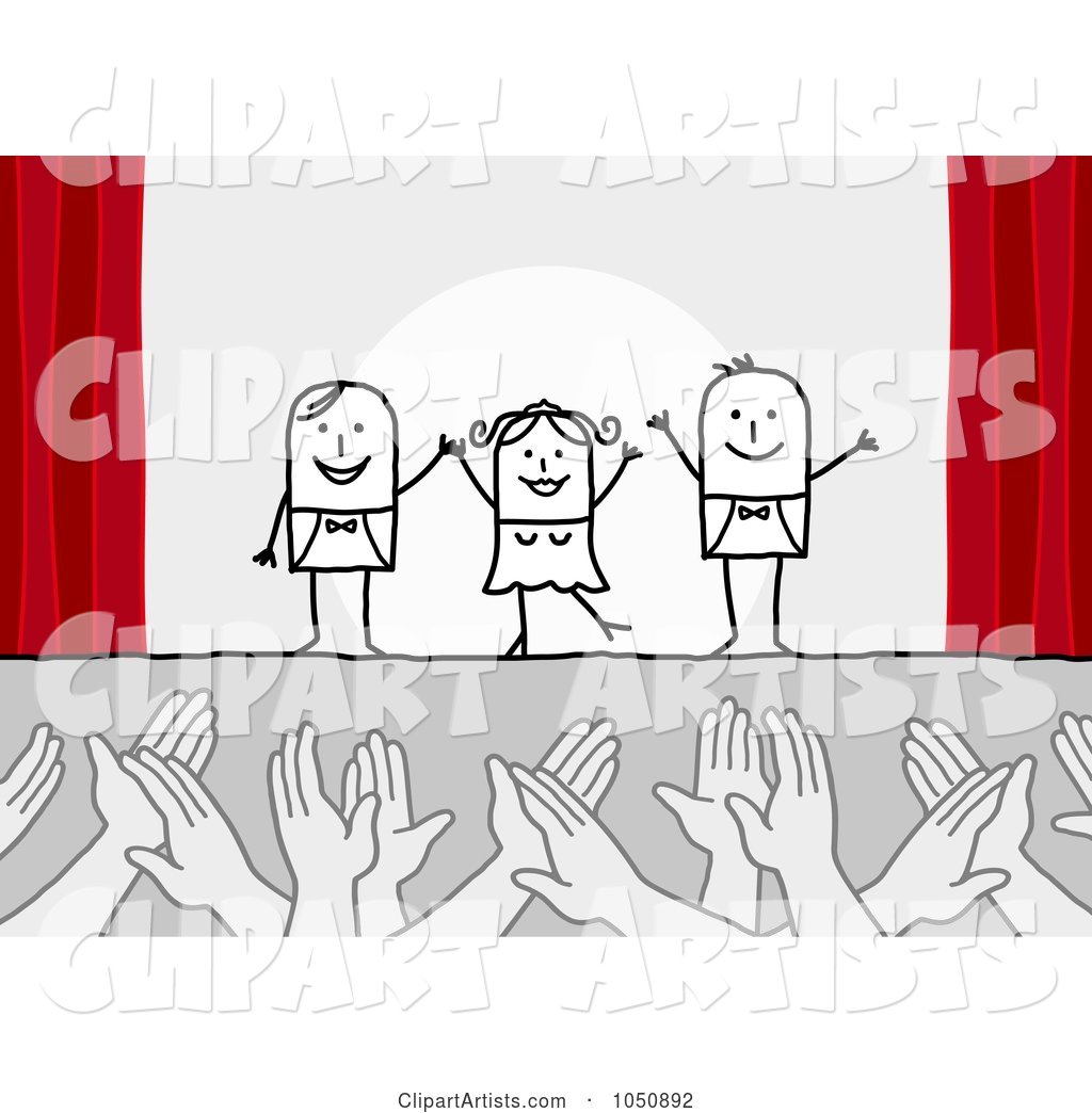 Hands Applauding Stick Actors on Stage