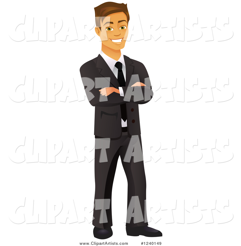 Handsome Caucasian Businessman with Folded Arms