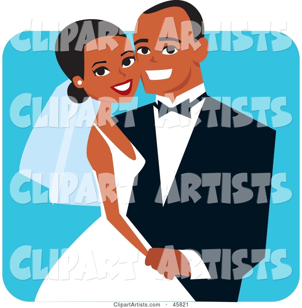 Happy African American Bride and Groom Posing for a Portrait