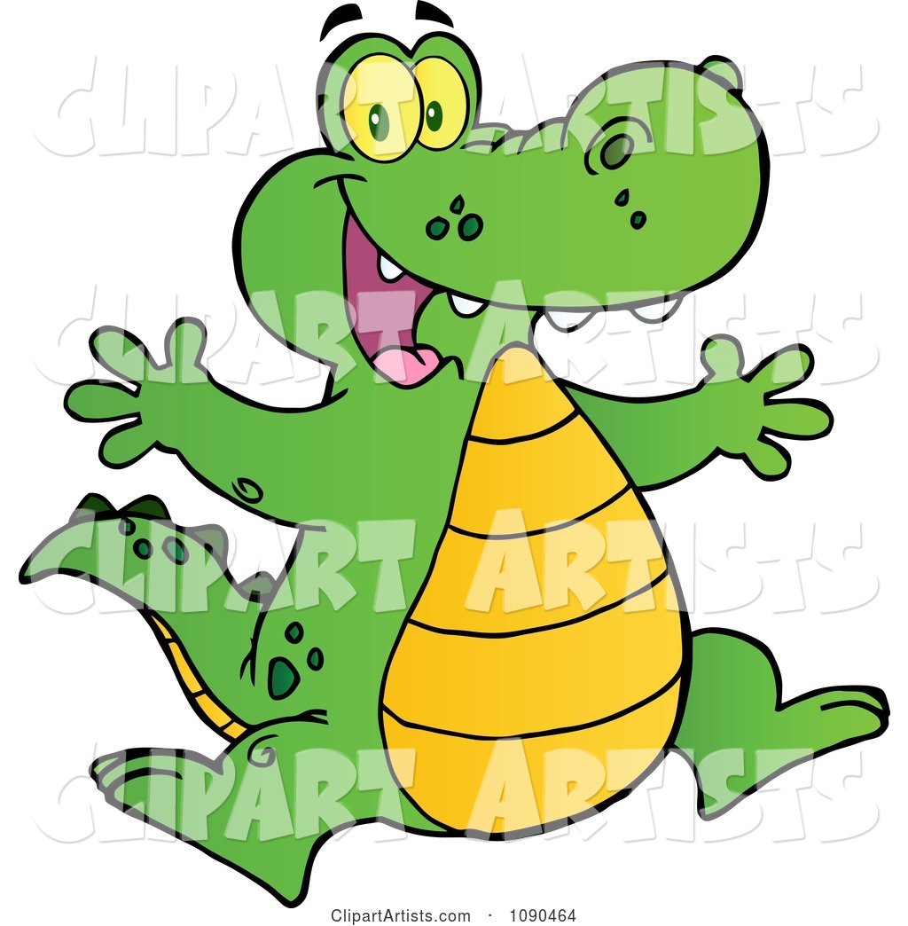 Happy Alligator Jumping Clipart by Hit Toon (ctsankov)