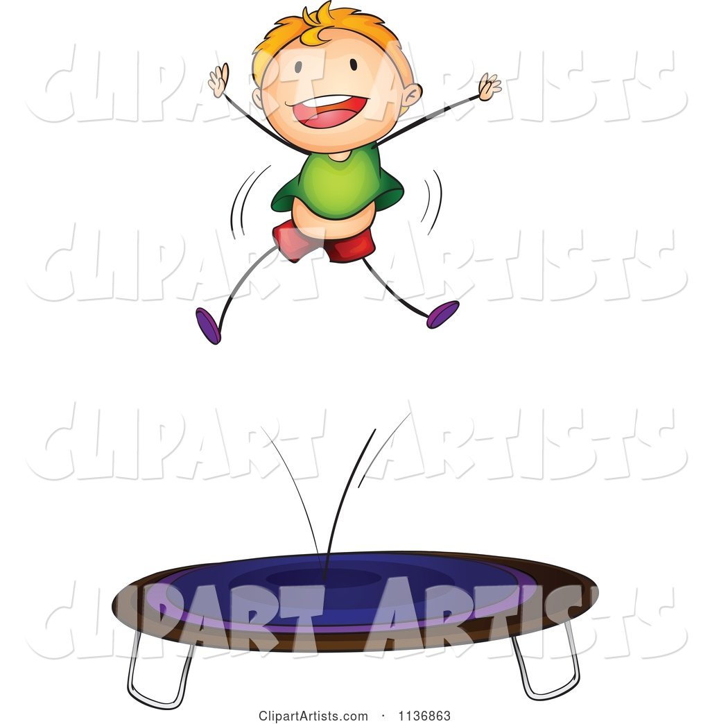 Happy Boy Jumping on a Trampoline