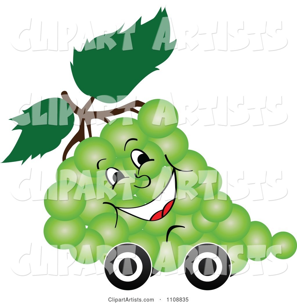 Happy Bunch of Green Grapes on Wheels