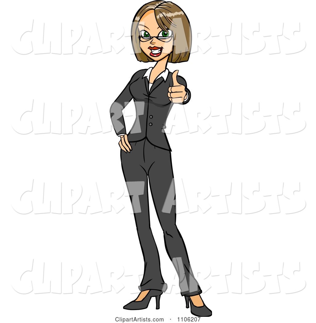 Happy Business Woman Holding a Thumb up