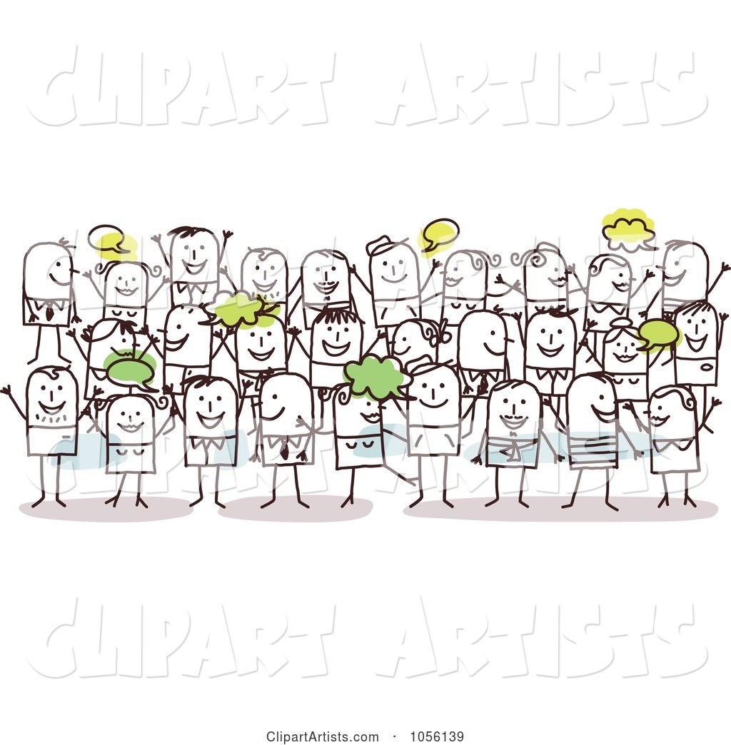 Happy Crowd of Stick People