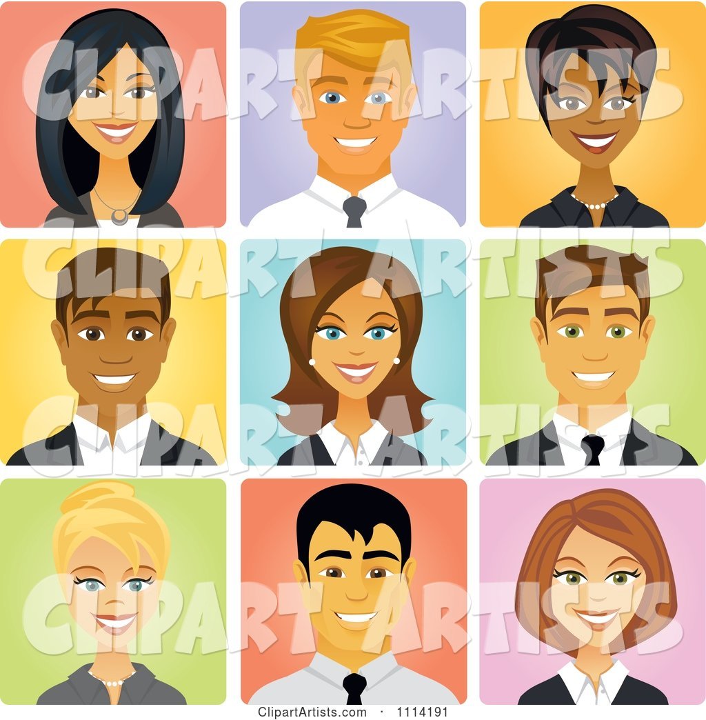 Happy Diverse Business People Avatars
