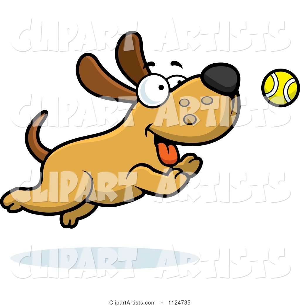 Happy Dog Chasing a Tennis Ball