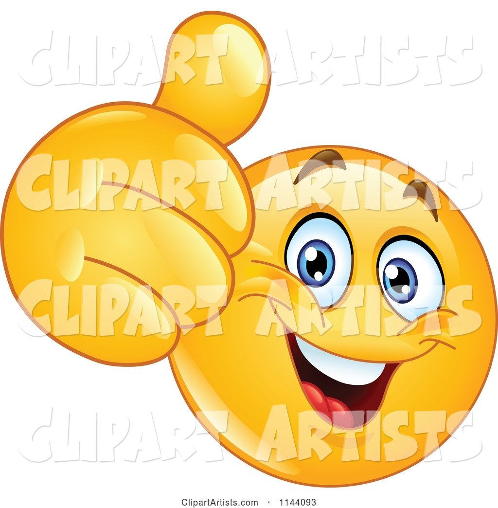 Happy Emoticon Smiley Holding a Thumb up