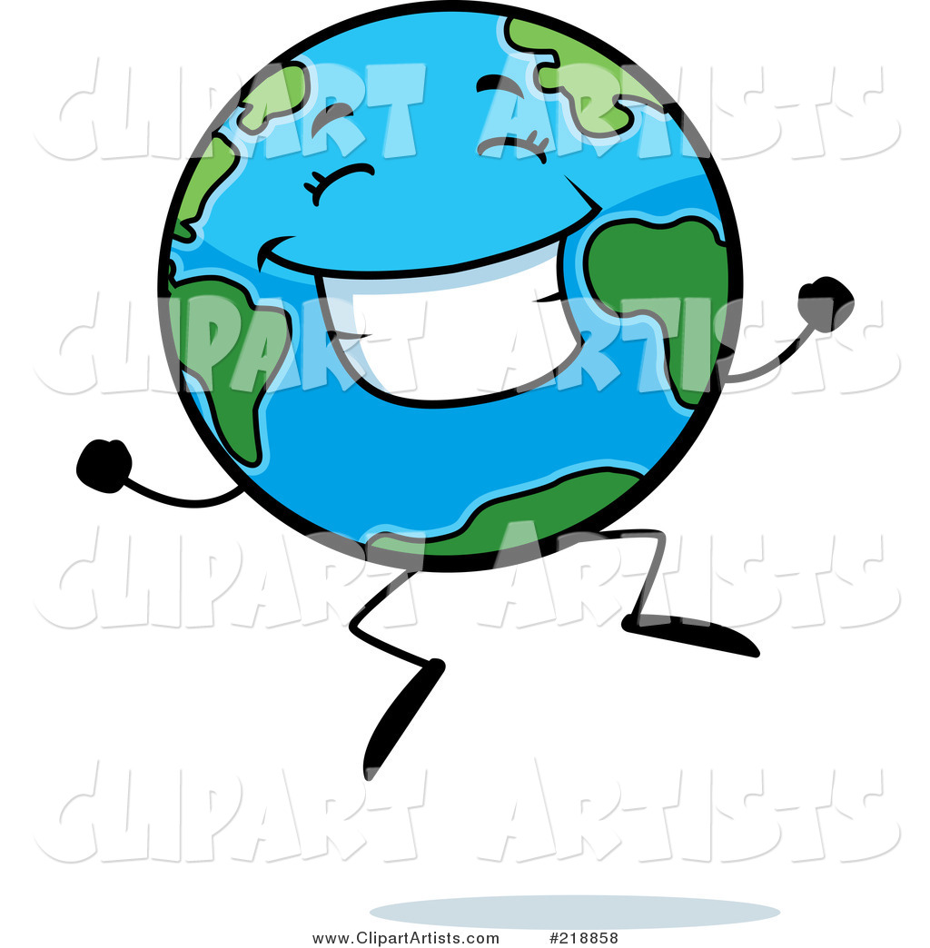 Happy Globe Character Jumping