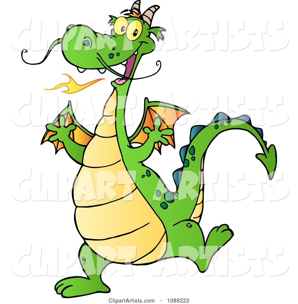 Happy Green Dragon Dancing