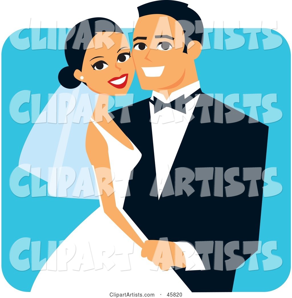 Happy Hispanic Bride and Groom Posing for a Portrait