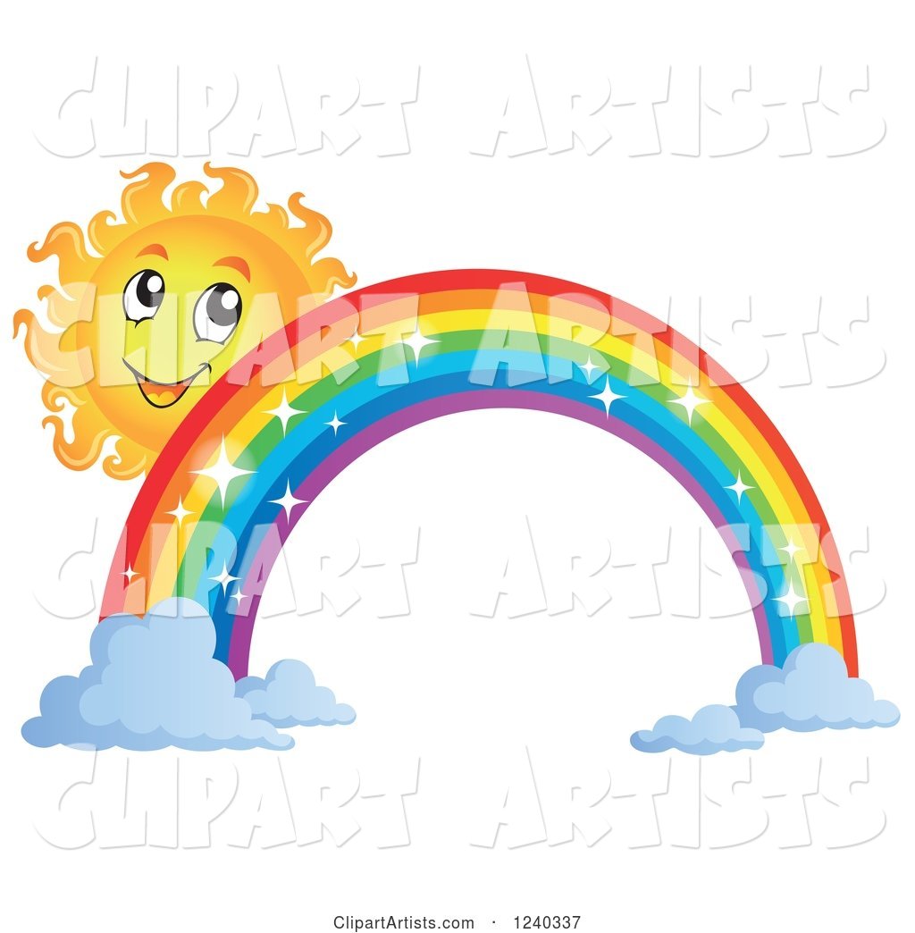 Happy Sun by a Sparkly Rainbow