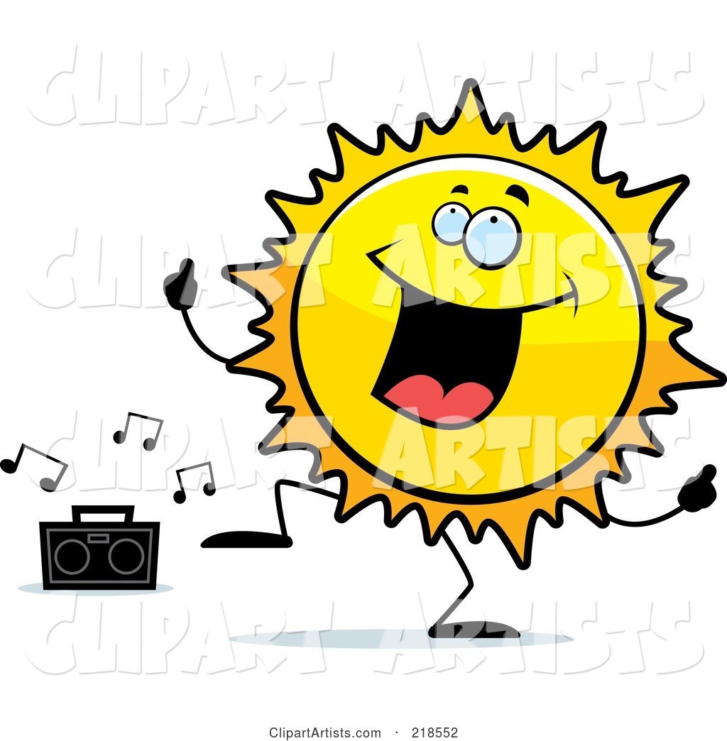Happy Sun Character Dancing to Music