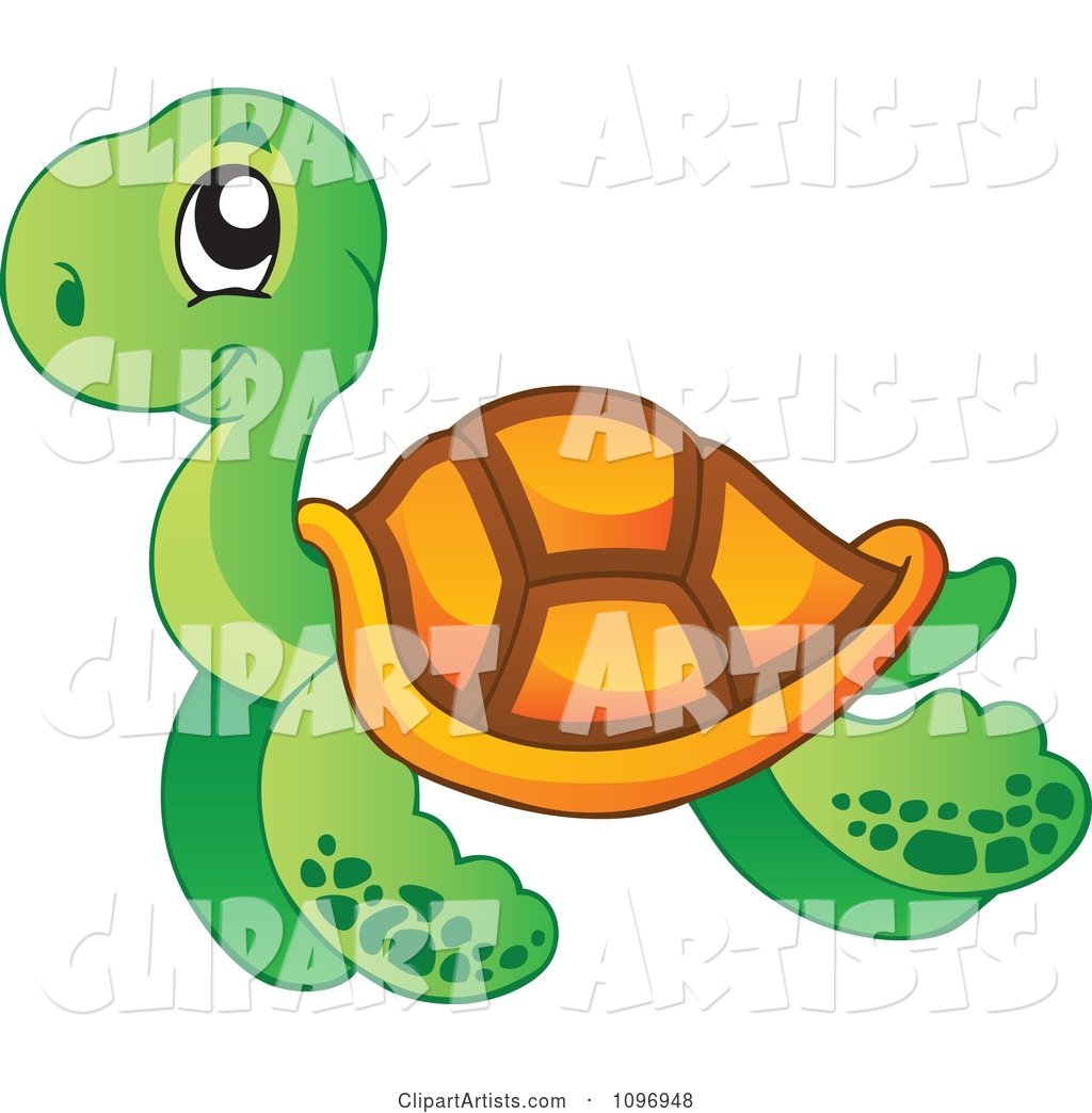 Happy Swimming Sea Turtle