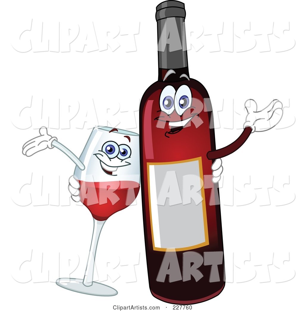 Happy Wine Glass and Bottle