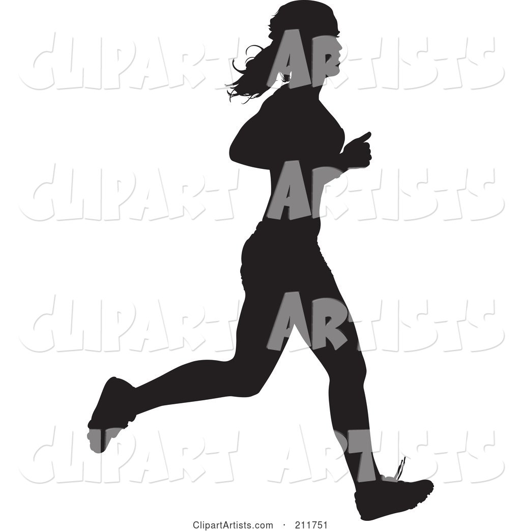 Healthy Black Silhouetted Track Woman Running