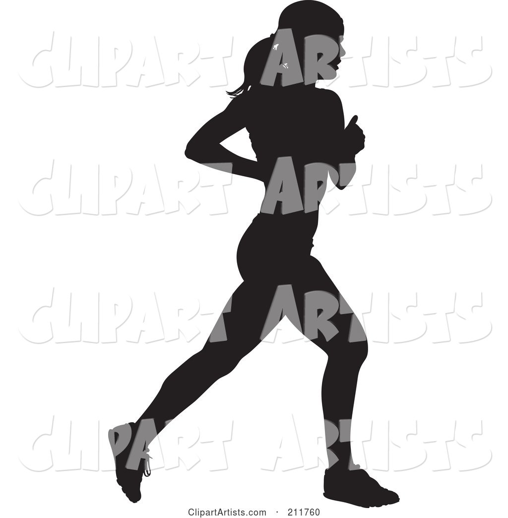 Healthy Black Silhouetted Woman Running