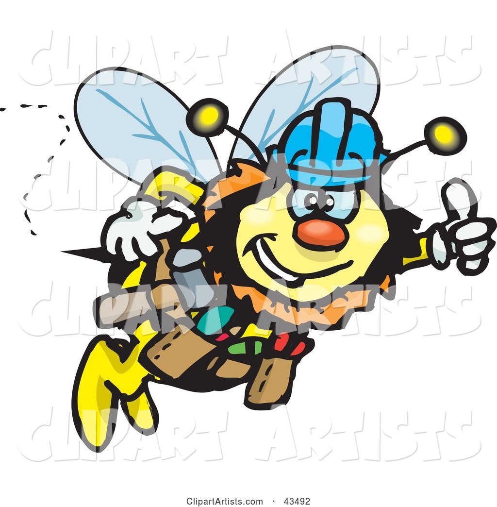 Honey Bee Character Construction Worker Wearing a Hardhat