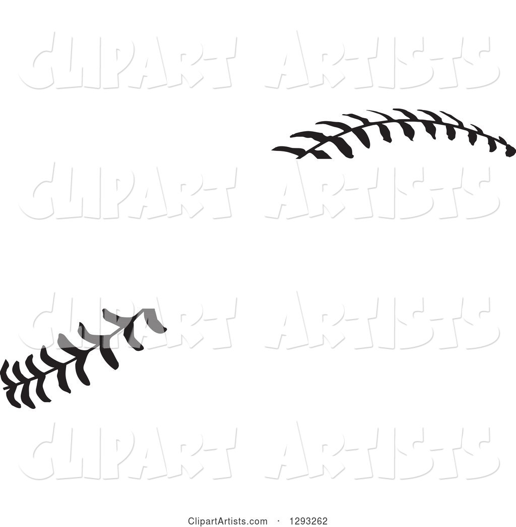 Horizontal Black and White Baseball Stitching with a Gap for Text