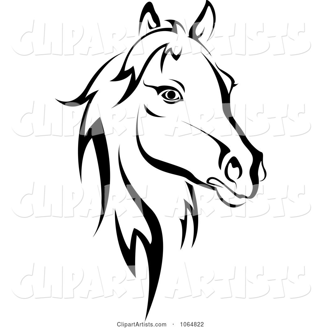 Horse Head Logo in Black and White 2