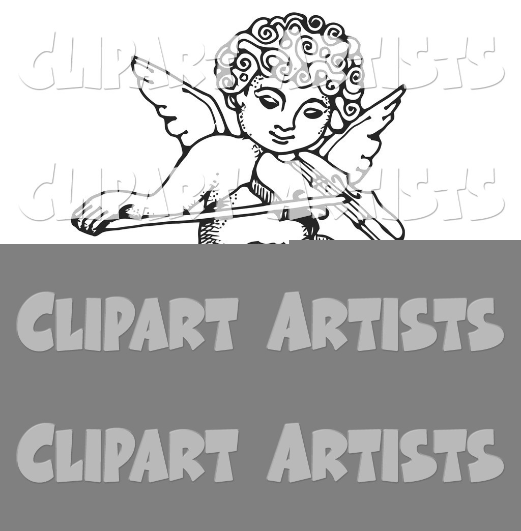 Innocent Cherub with Curly Hair, Flying and Playing a Violin