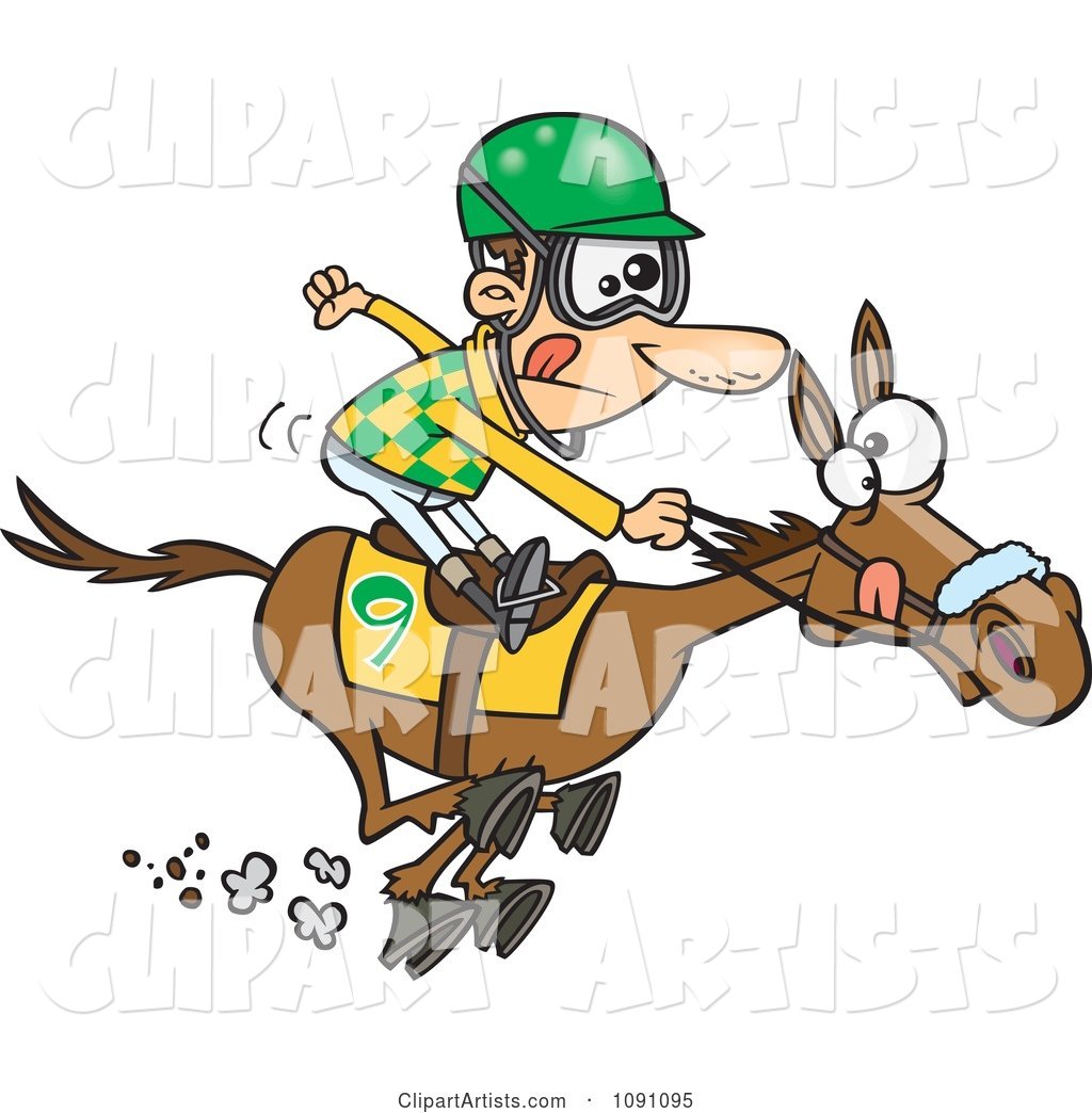 Jockey Man Racing a Horse
