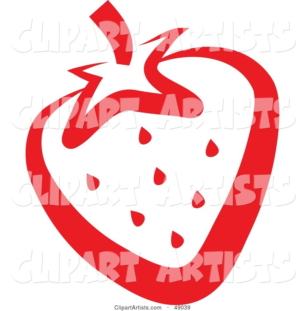 Juicy Red Strawberry Outline