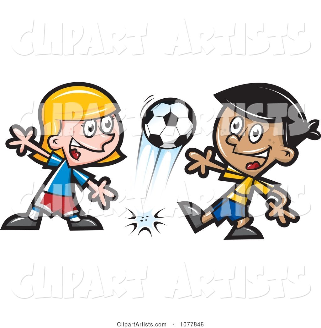 Kids Playing Soccer 1 Clipart by jtoons