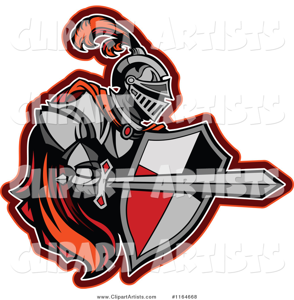 Knight with a Red Cape Shield and Sword