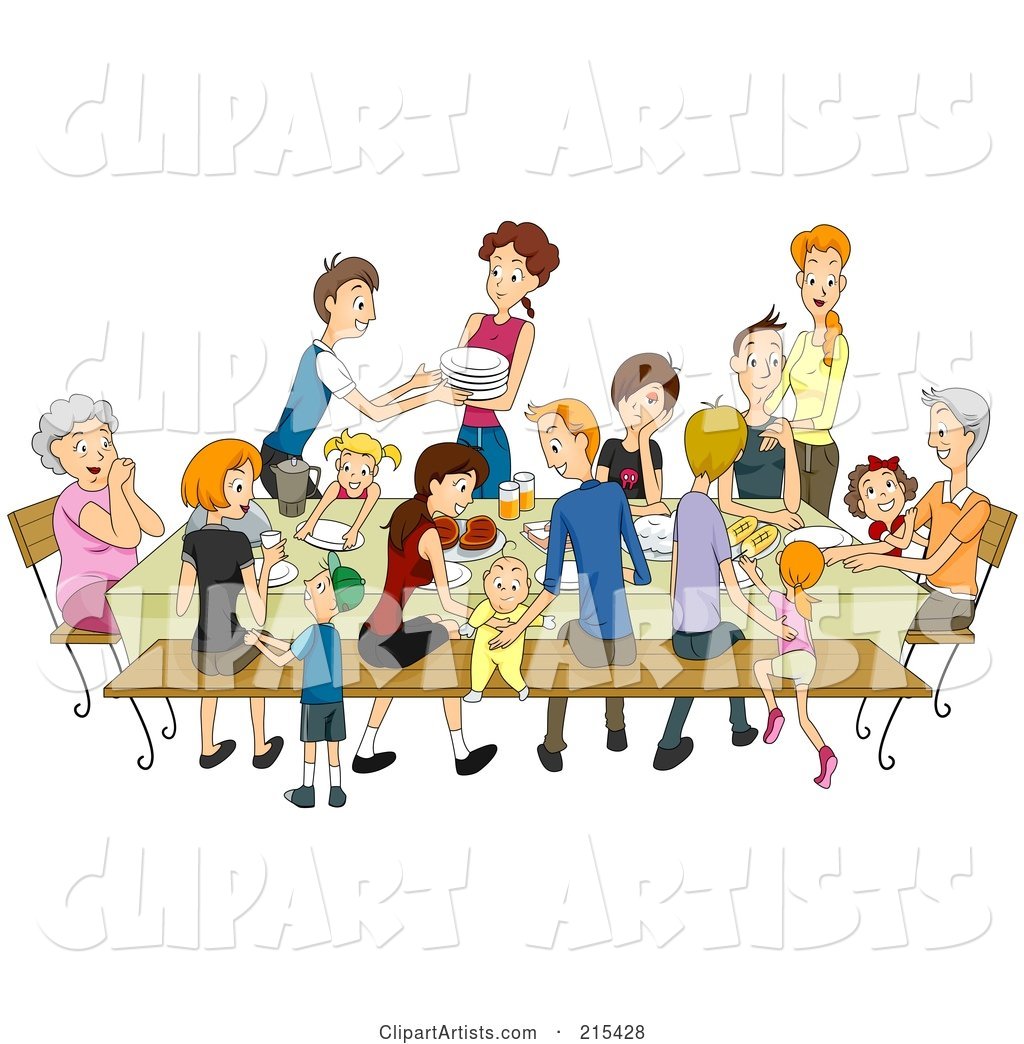 Large Family Eating at a Reunion