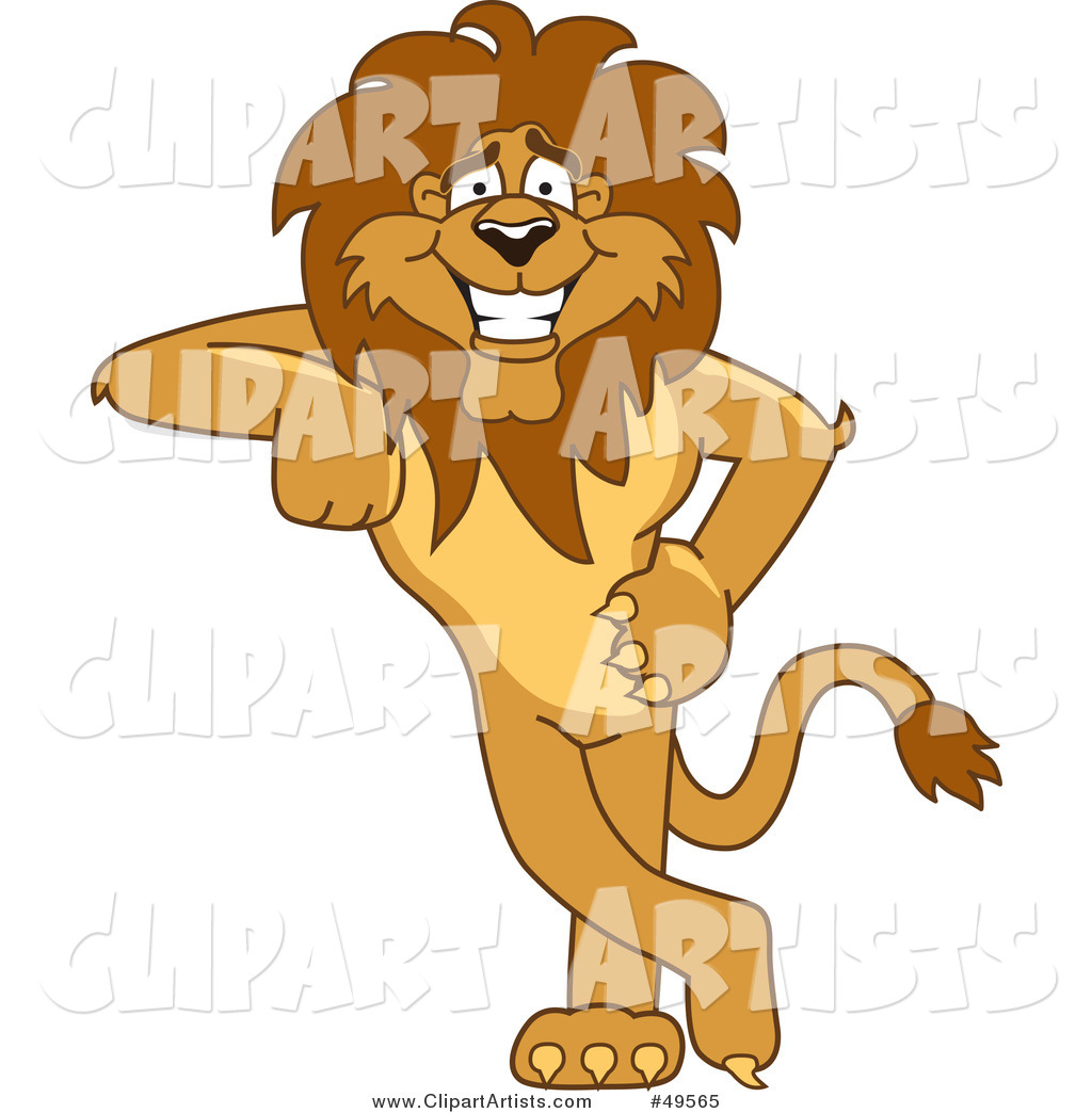 Lion Character Mascot Leaning