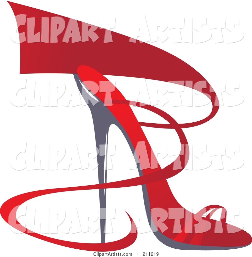 Logo Design of a Red Ribbon and Heel Shoe